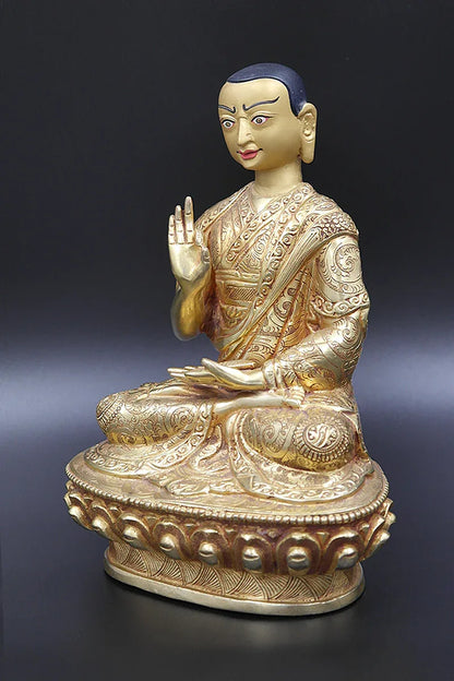 Full Gold Plated Khedrub je Tibetan Buddha statue 9" - Vajracrafts