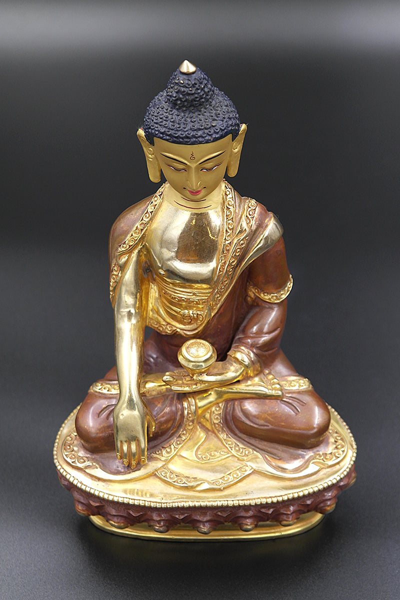 Partly Gold Plated Tibetan Shakyamuni Statue, 8" | Vajracrafts