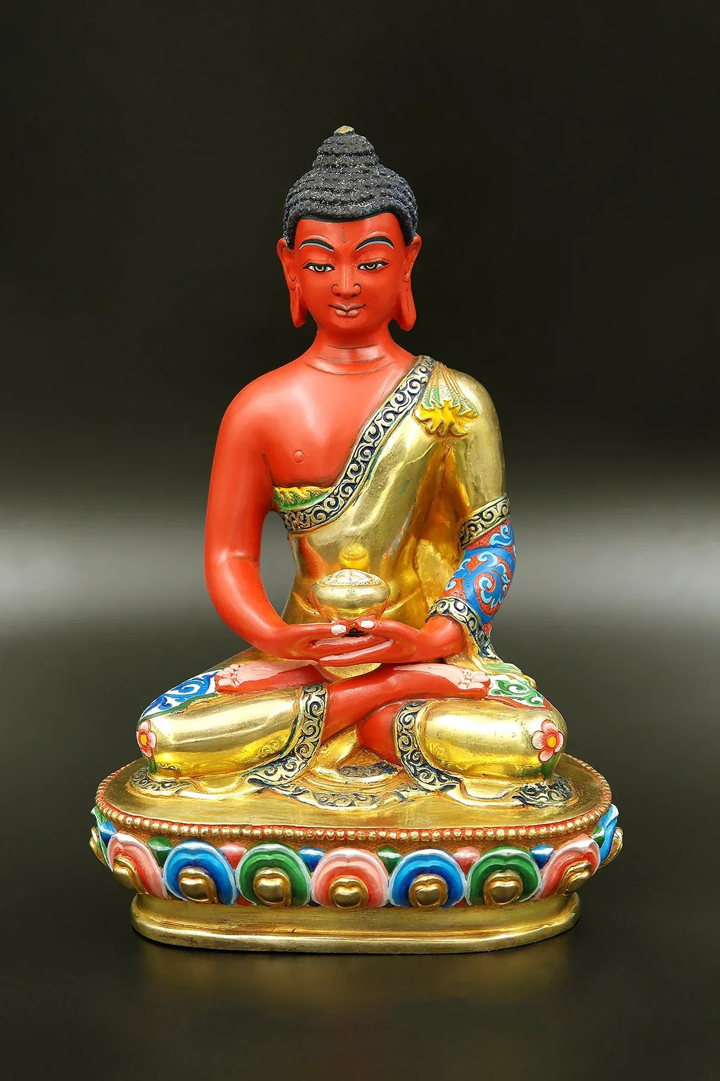 Colorful Amitabha Buddha Statue from Nepal 6" - Vajracrafts