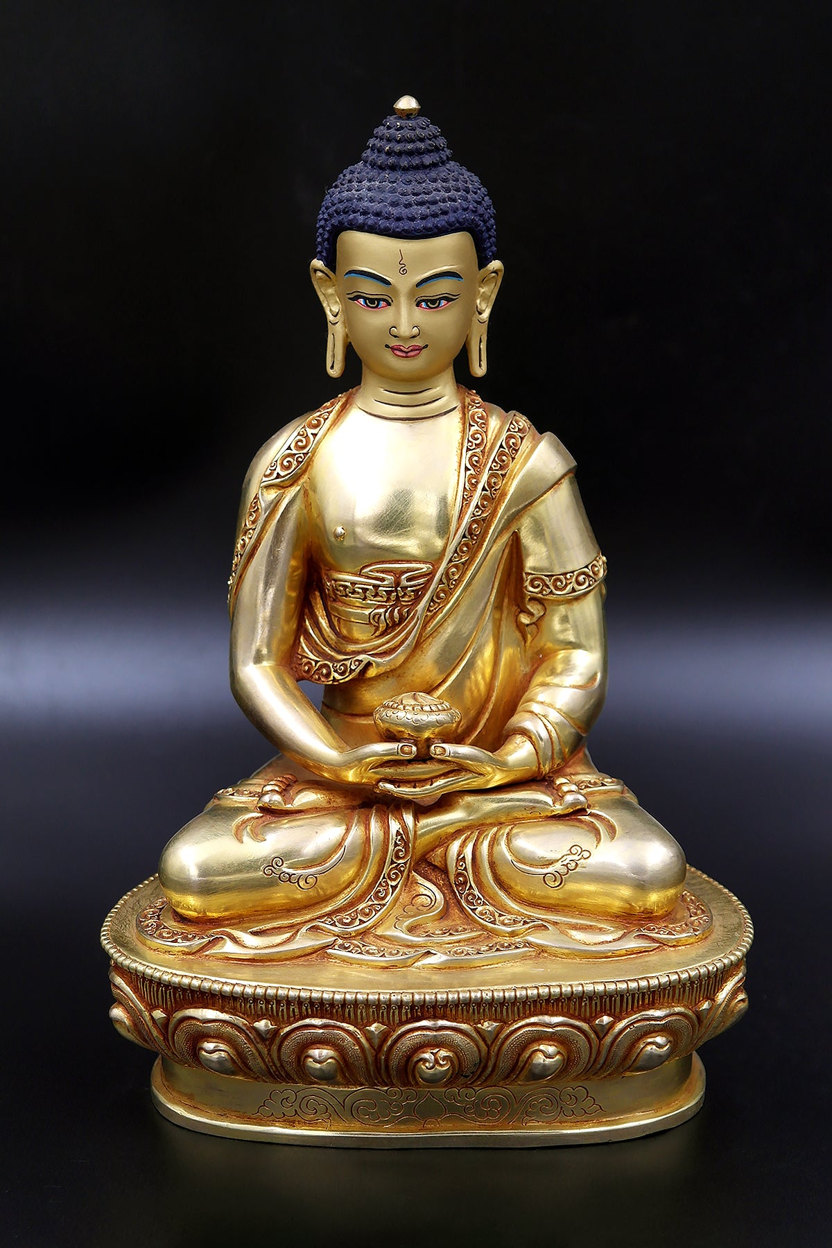 Stunning fully Gold Plated Amitabh Buddha Statue from Nepal 9"