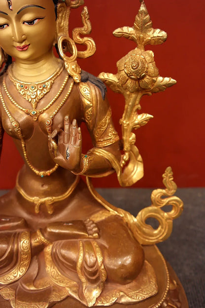 Masterpiece White Tara Statue in double Lotus 18" - Vajracrafts