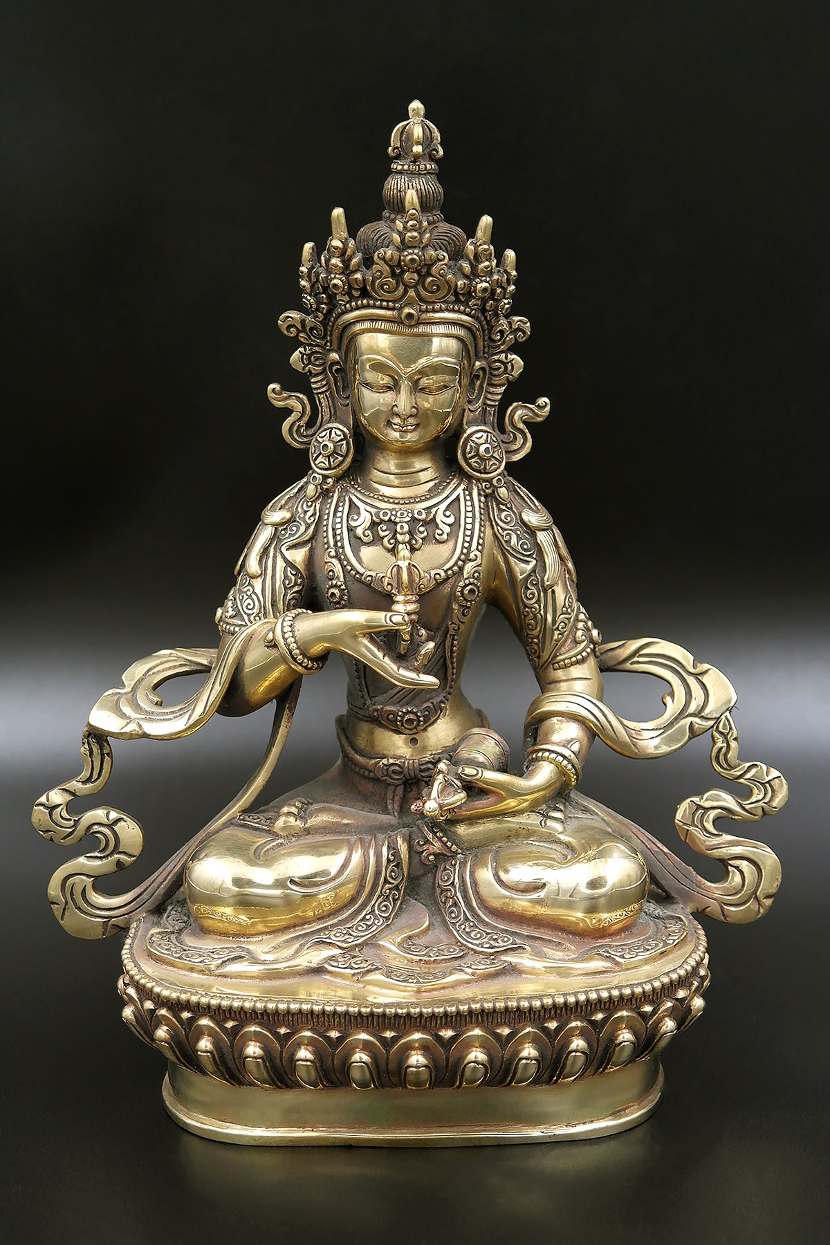 Golden tone and Antique looks Tibetan Vajrasattva Statue 9"