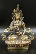 Golden tone and Antique looks Tibetan Vajrasattva Statue 9" - Vajracrafts