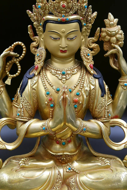 Masterpiece Tibetan Chenrezig Statue 12" - Vajracrafts