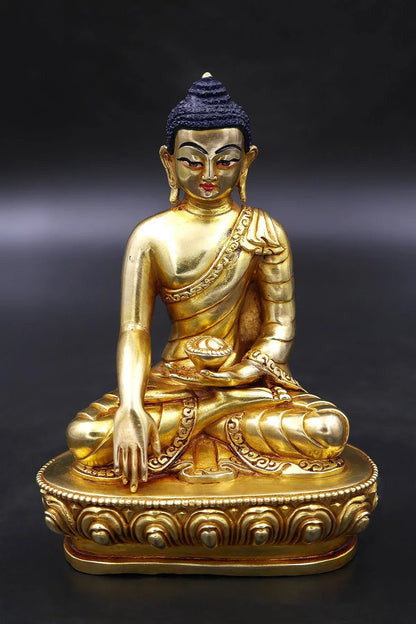 Gold Plated Shakyamuni Buddha Statue 6" - Vajracrafts