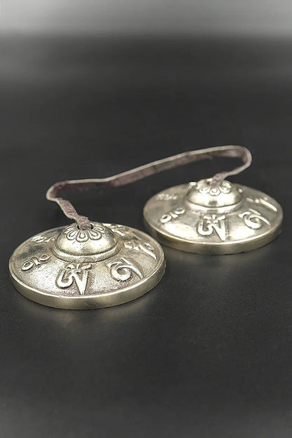 Om mane peme hum embossed High-Quality Tingsha 2.5" - Vajracrafts