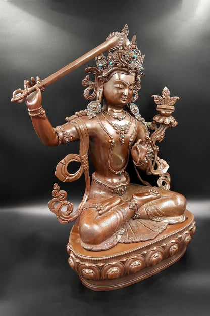 Copper Alloy Statue of Manjushree 20" - Vajracrafts