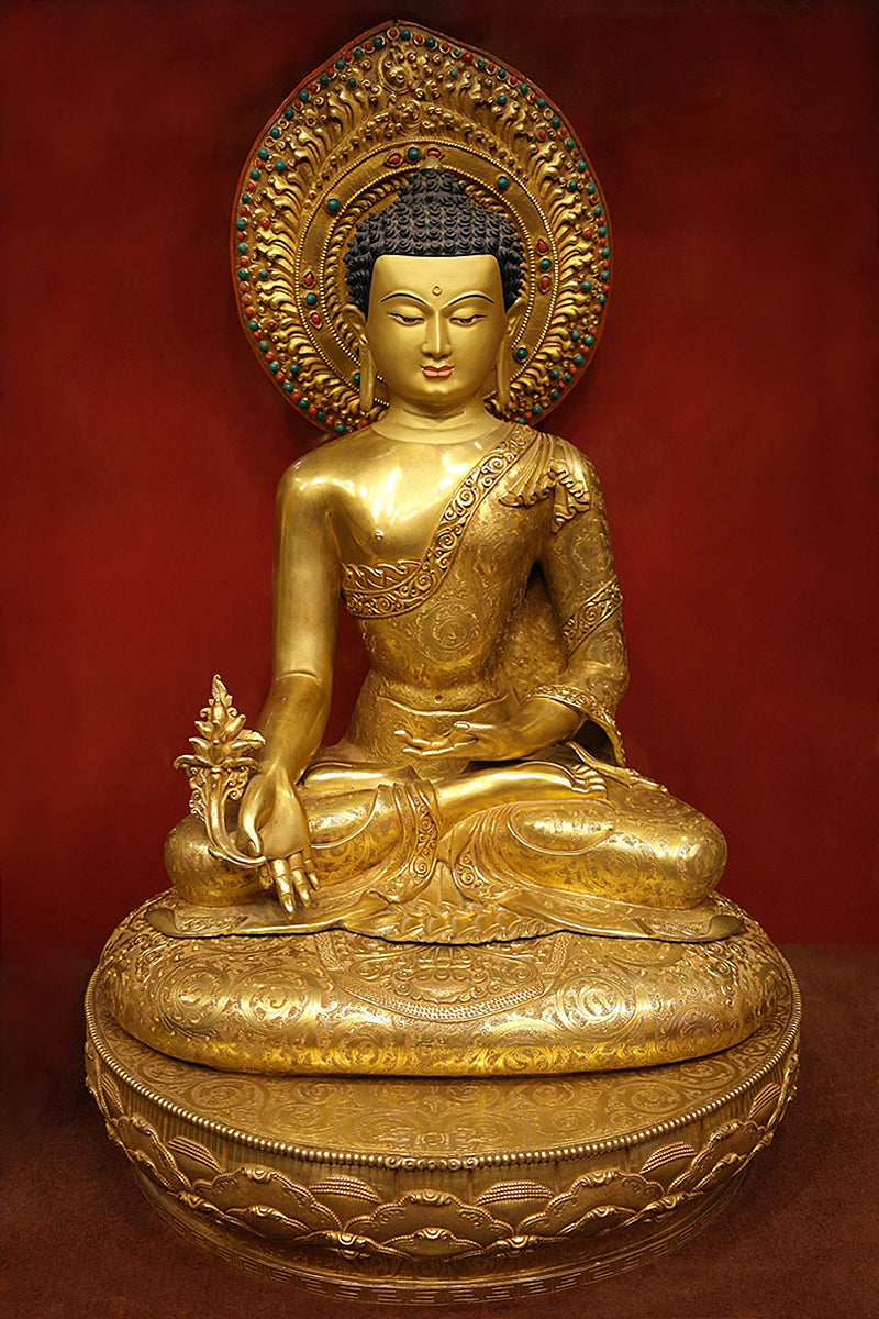 Masterpiece Gold Plated Medicine Buddha Statue, 27" | Vajracrafts