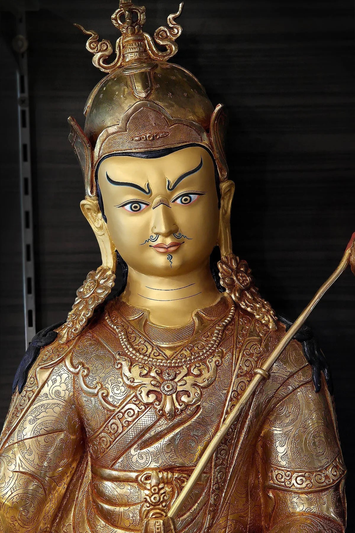 Guru Padmasambhava Statue | Gold Plated Tibetan Rinpoche 24" - Vajracrafts
