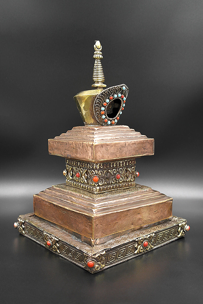 Stupa Design Prayer Copper Incense Burner