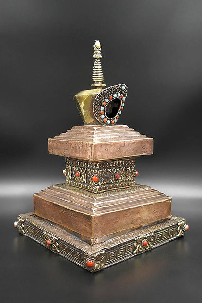 Stupa Design Prayer Copper Incense Burner - Vajracrafts