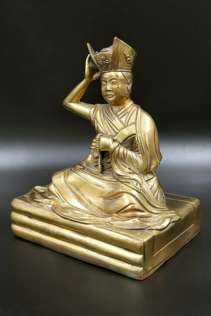 Antique looks Tibetan 16th Karmapa Statue, Lama Guru Statue 8.5" - Vajracrafts