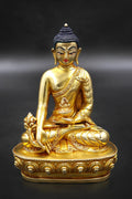 Handmade Gold Plated Medicine Buddha Statue 5.5" - Vajracrafts