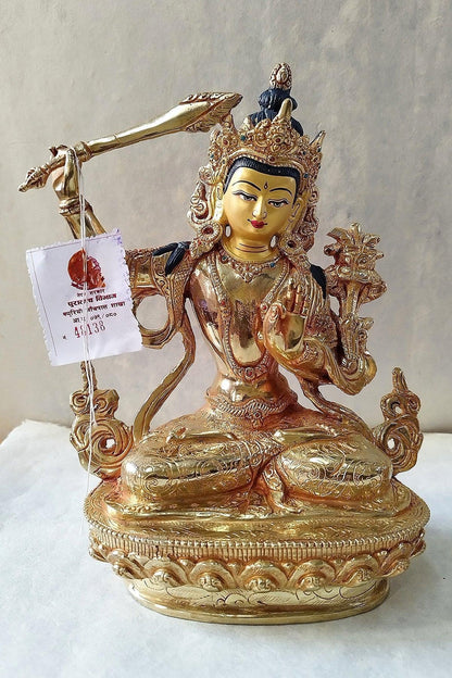 Manjushree: A Stunning Statue of Enlightenment, 9" - Vajracrafts