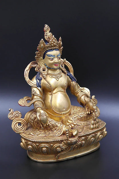 Fully Gold Plated Zambala Statue, Handmade Kuber Statue in Nepal 9" - Vajracrafts