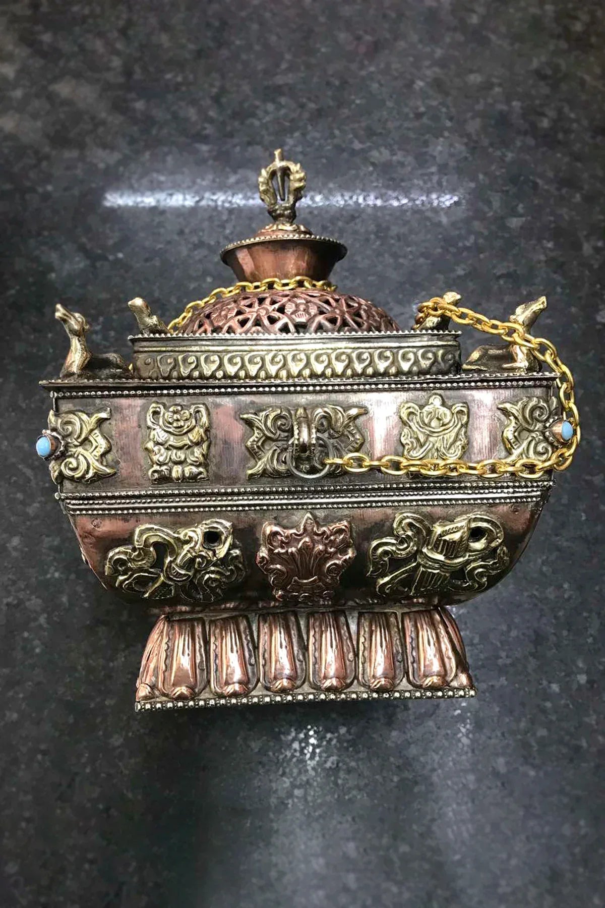 Handmade Copper Tibetan Buddha Incense burner - Vajracrafts