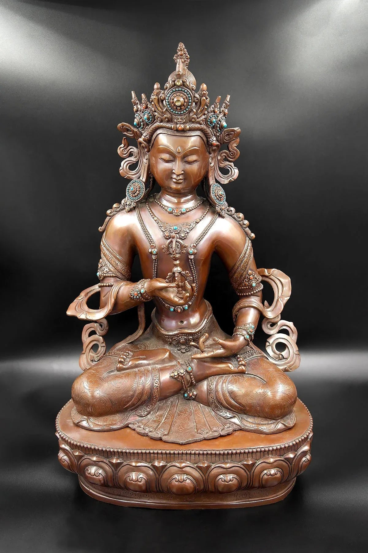 Antique looks Crowned Tibetan Vajrasattva Statue 18" - Vajracrafts