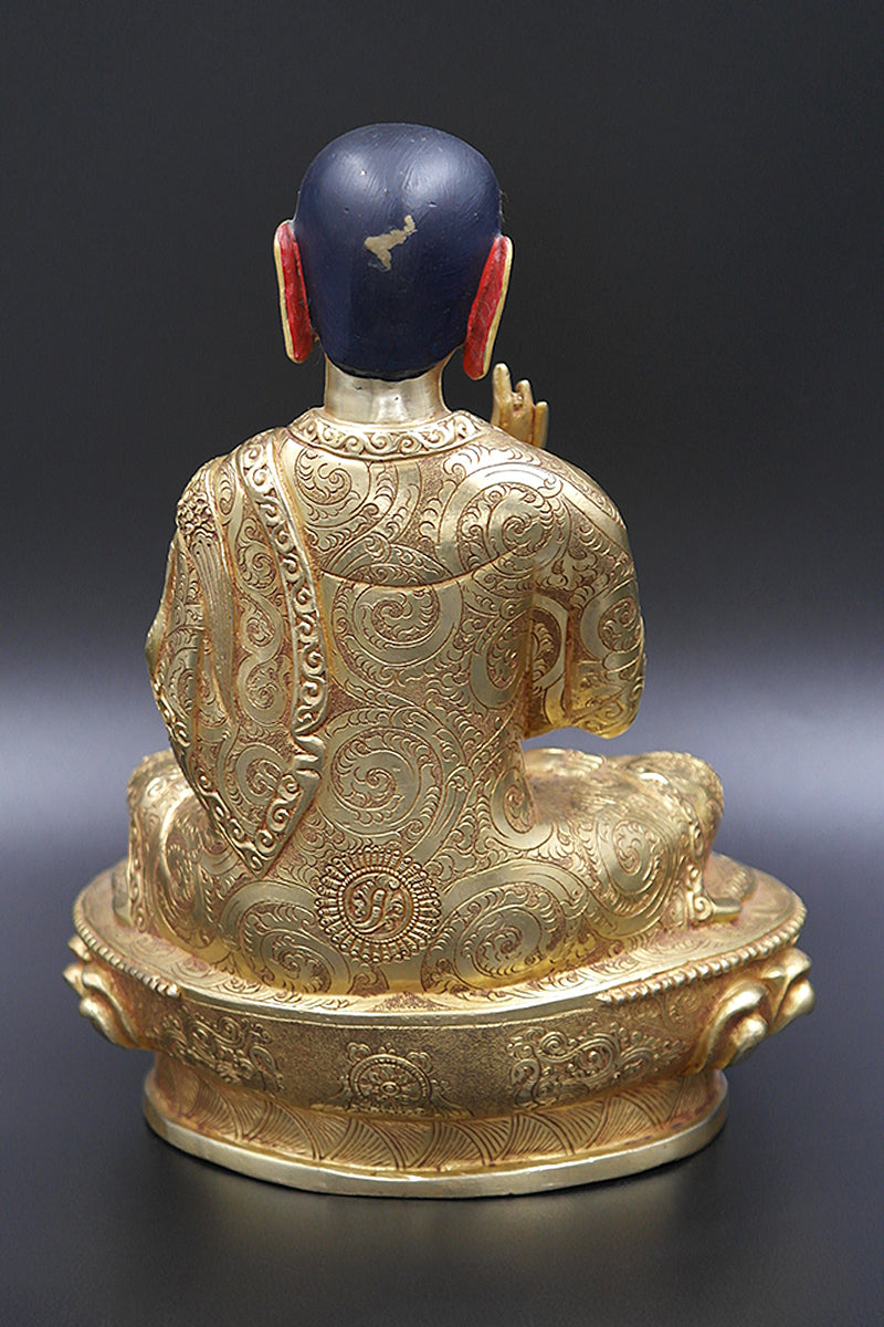 Full Gold Plated Khedrub je Tibetan Buddha statue 9"