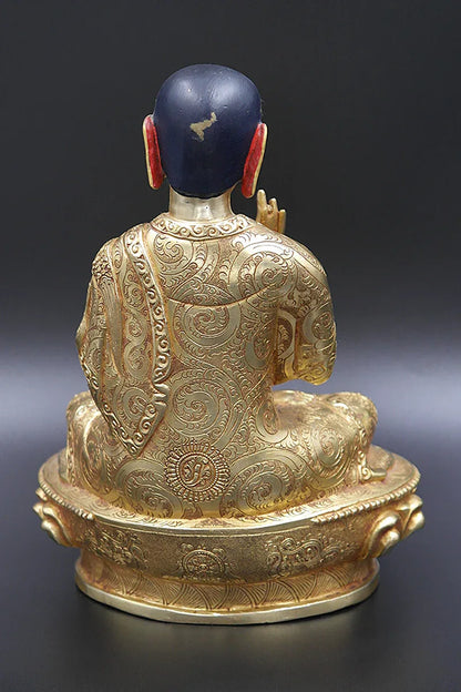 Full Gold Plated Khedrub je Tibetan Buddha statue 9" - Vajracrafts
