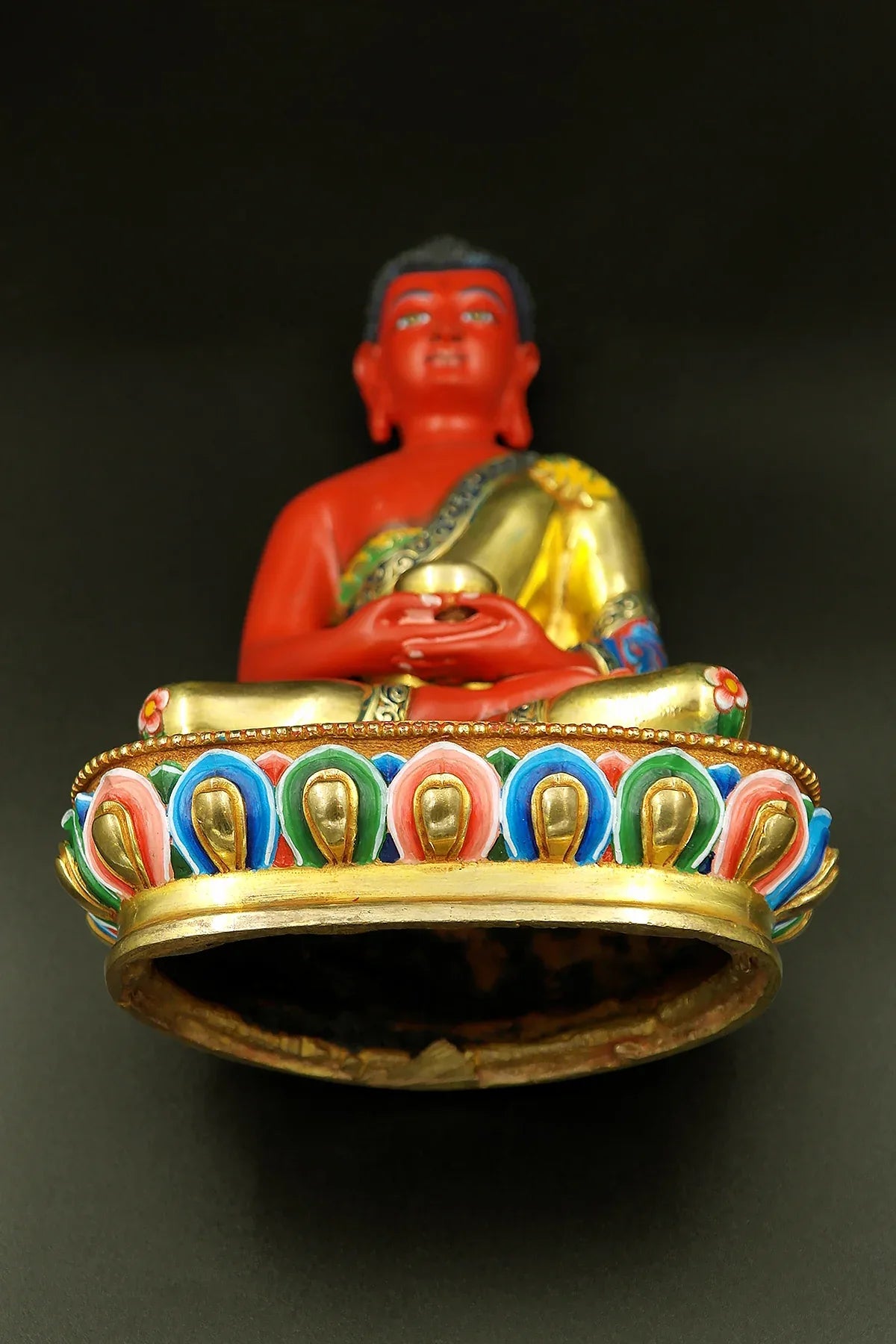 Colorful Amitabha Buddha Statue from Nepal 6" - Vajracrafts