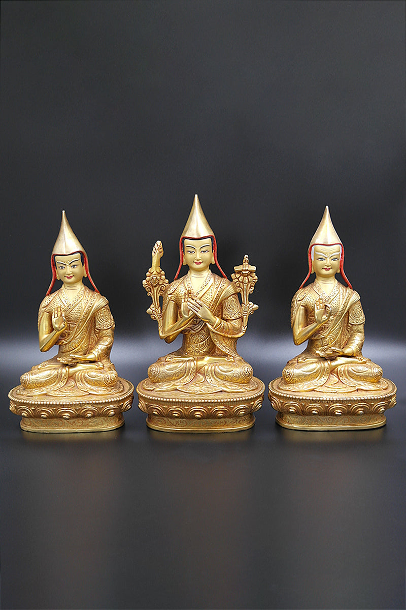 Tibetan Guru Tsongkhapa Statues Set 9"