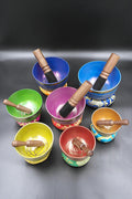 Sets of 7 Meditation Singing Bowls with seven chakra symbols 3"-5" - Vajracrafts