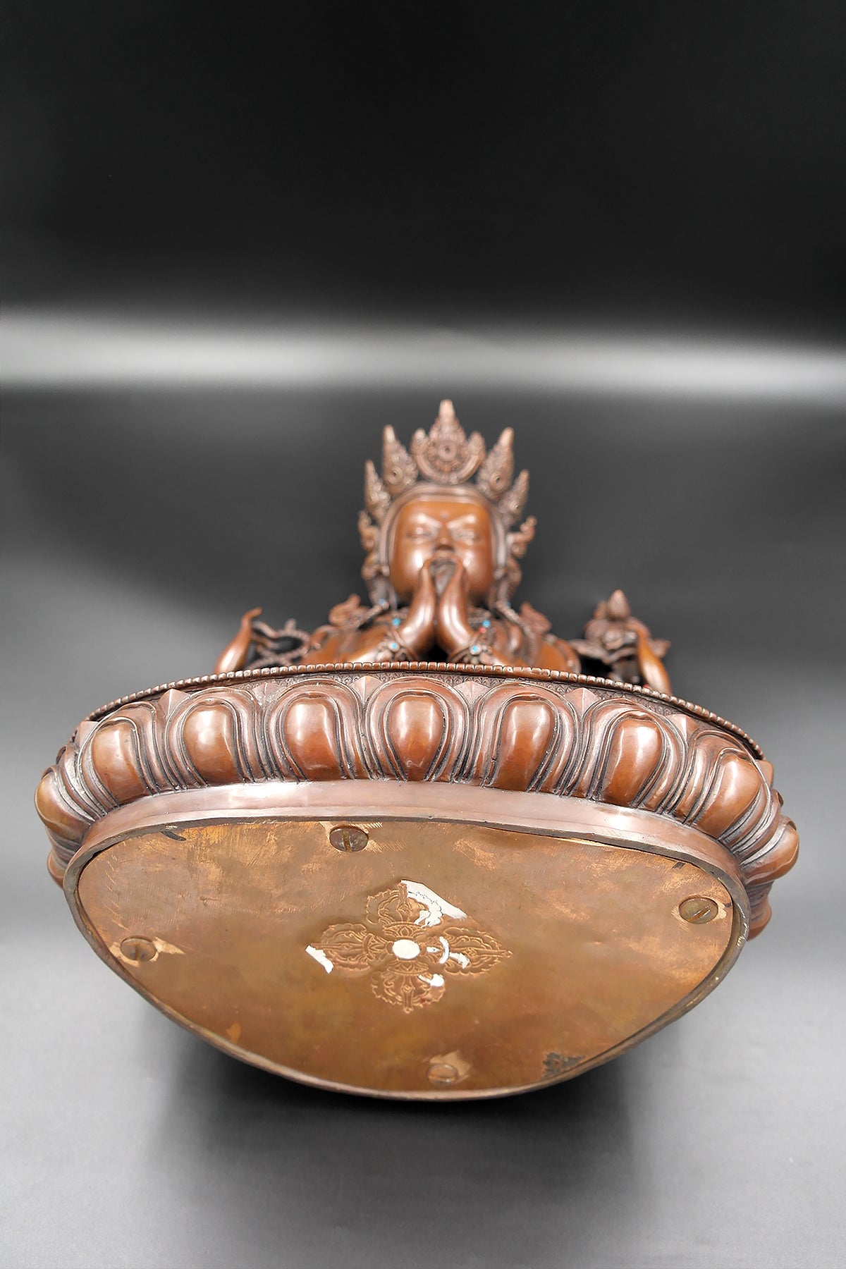 Fully Copper Oxidized Chenrezig Statue Top quality, 15"