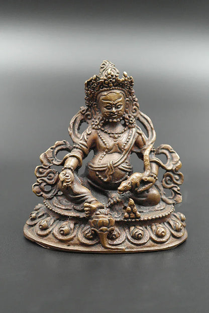 Zambala Copper Statue, Kubera Statue from Nepal 3" - Vajracrafts