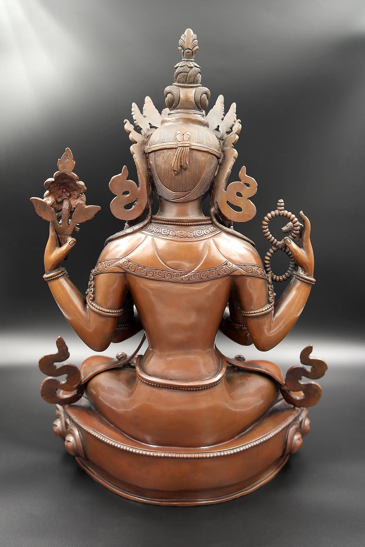 Fully Copper Oxidized Chenrezig Statue Top quality, 15"