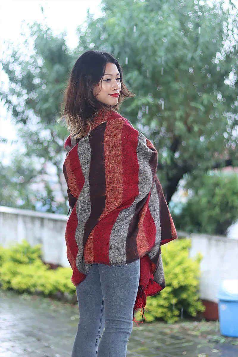 Elegant Colors Himalayan Yak Wool Blanket/Travel Throw - Vajracrafts