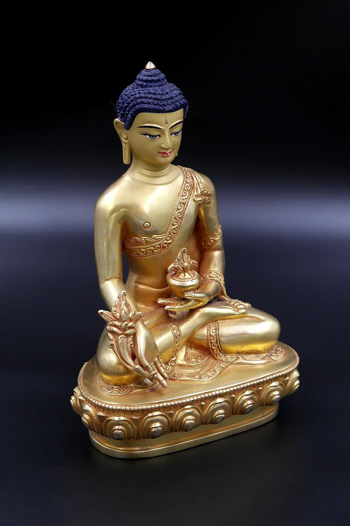 Gold Plated Medicine Buddha Statue from Boudha 7" - Vajracrafts