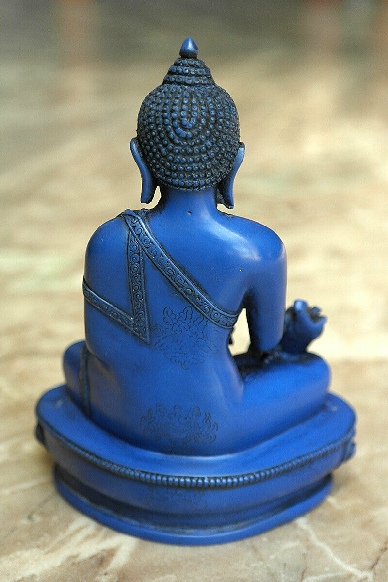 Blue Medicine Buddha Resin  Statue, 6"