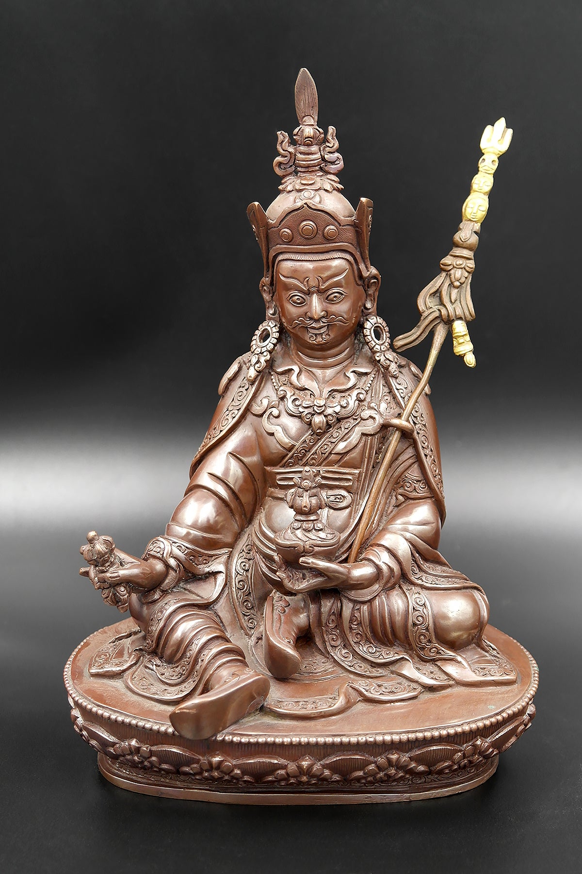 Fully Copper Oxidized Guru Rinpoche Padmasambhava Statue, 8"