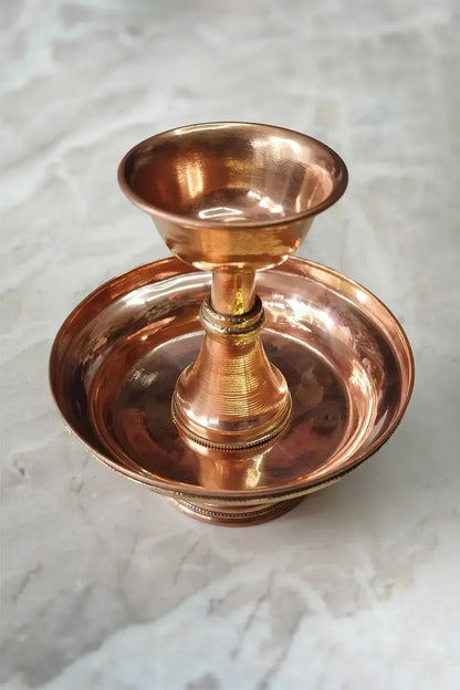 Copper Serkym Set, Hand Made Tibetan Buddhist Serkyem Copper Set 6" - Vajracrafts