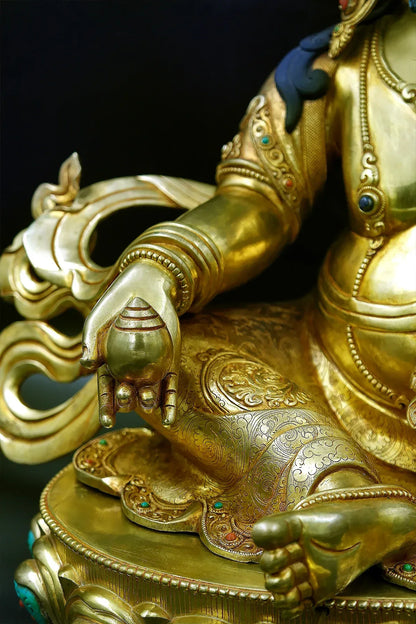 Jeweled Zambala Statue from Nepal, God of wealth, 16" - Vajracrafts