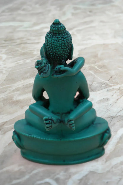 Turquoise Green tone Resin Buddha Shakti Statue 5" - Vajracrafts