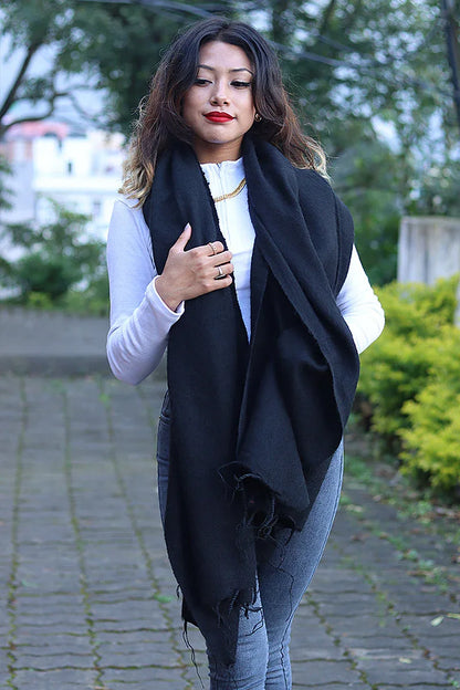 Black Color Yak Wool Shawl/Scarf - Vajracrafts
