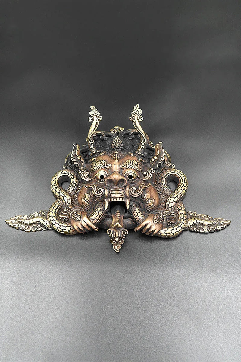 Tibetan Cheppu brass Wall Hanging Mask 11" - Vajracrafts
