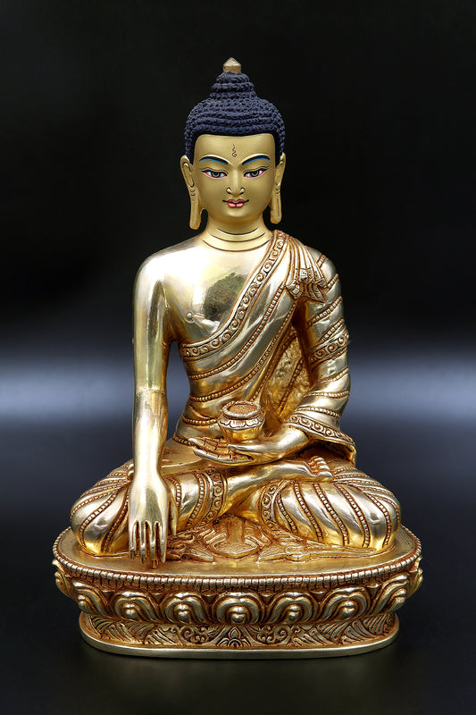 Hand carved Nepalese Shakyamuni Buddha Statue from Patan, 9"