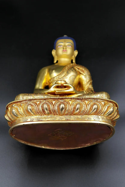 Elegant hand carved Gold Plated Amitabh Buddha Statue 9" - Vajracrafts