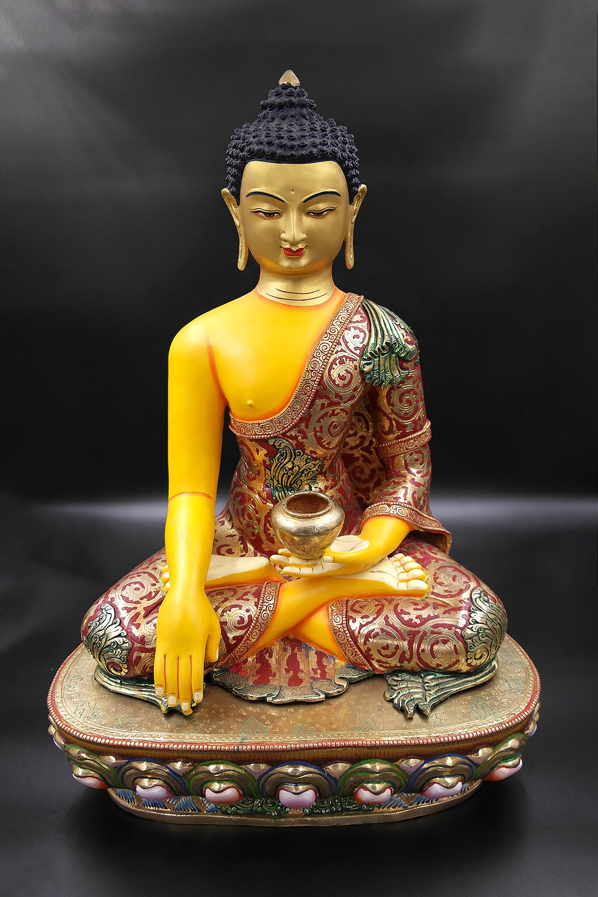 Colorful and Gold Plated Shakyamuni Buddha Statue 19"