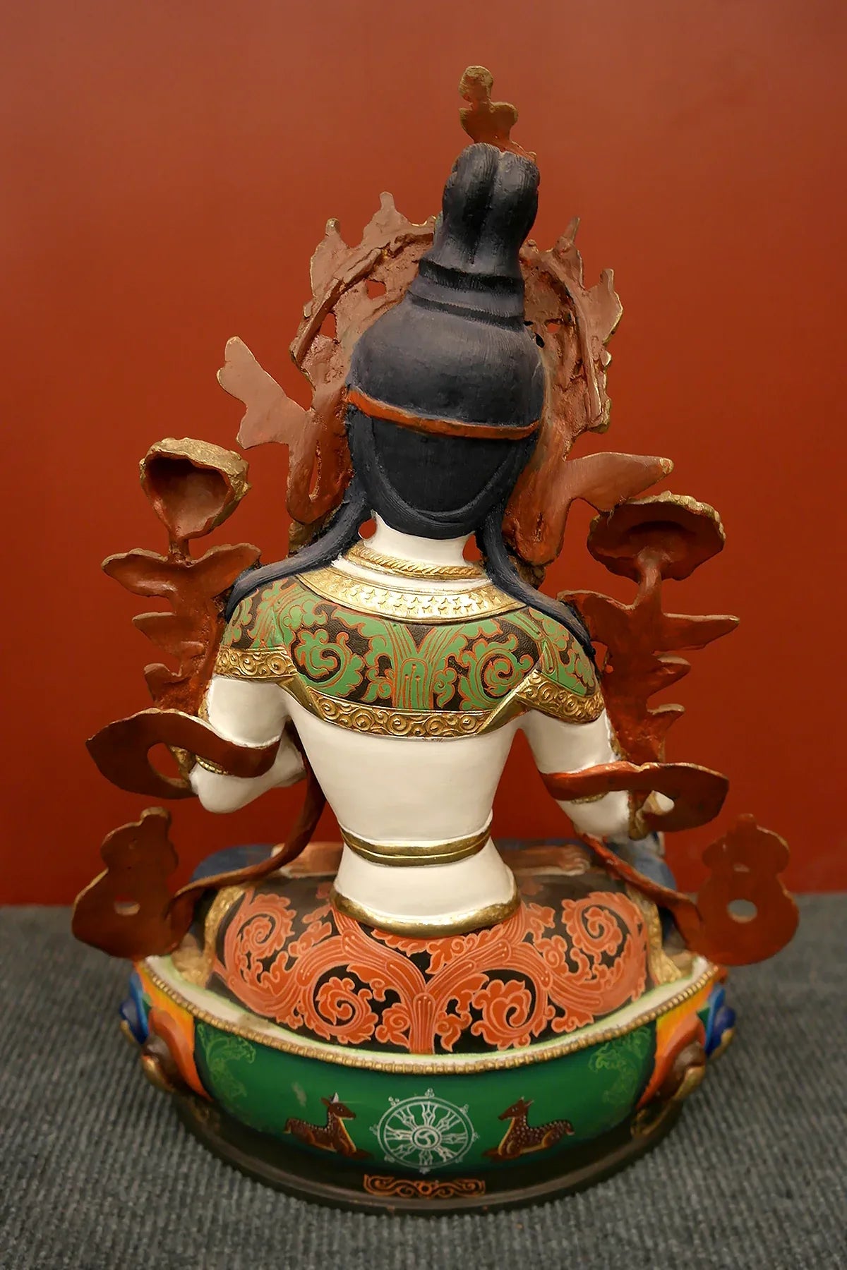 Hand Painted Tibetan Buddhist White Tara Statue, 13" - Vajracrafts