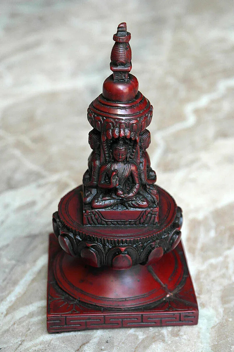 Tibetan Buddhist Resin Stupa Chorten Statue - Vajracrafts