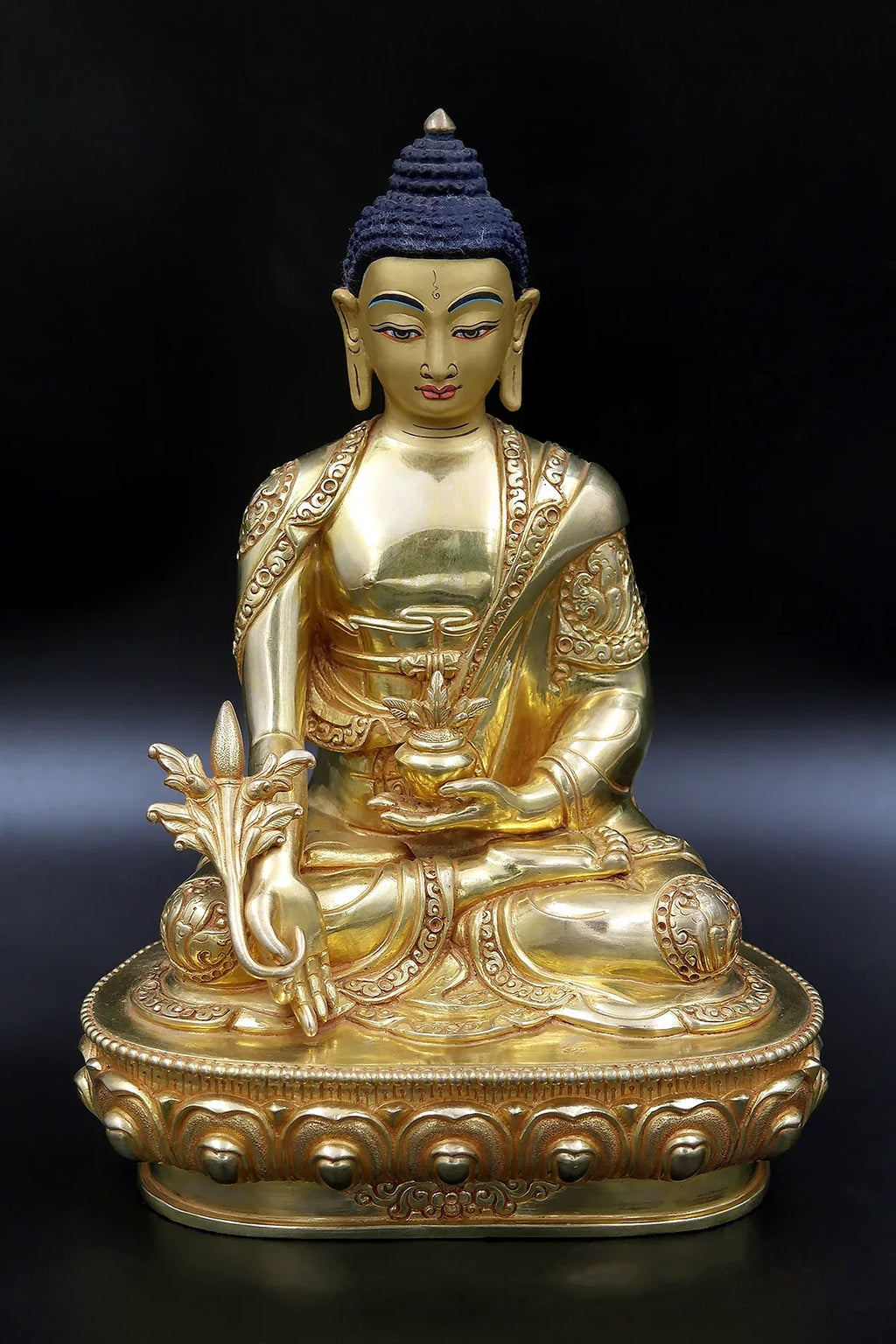 Amazing Hand carved Tibetan Medicine Buddha Statue 8" - Vajracrafts