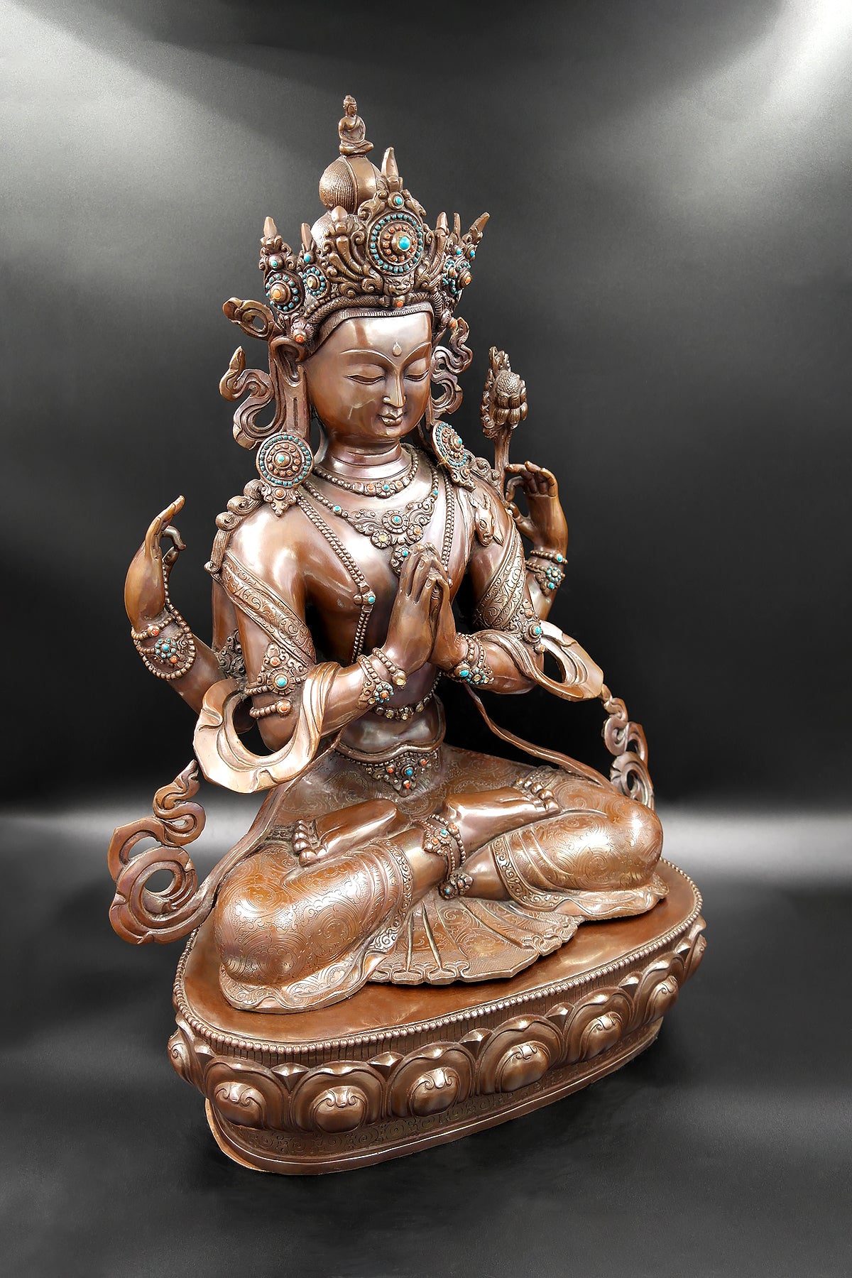 Jeweled Tibetan Chenrezig Statue 20"