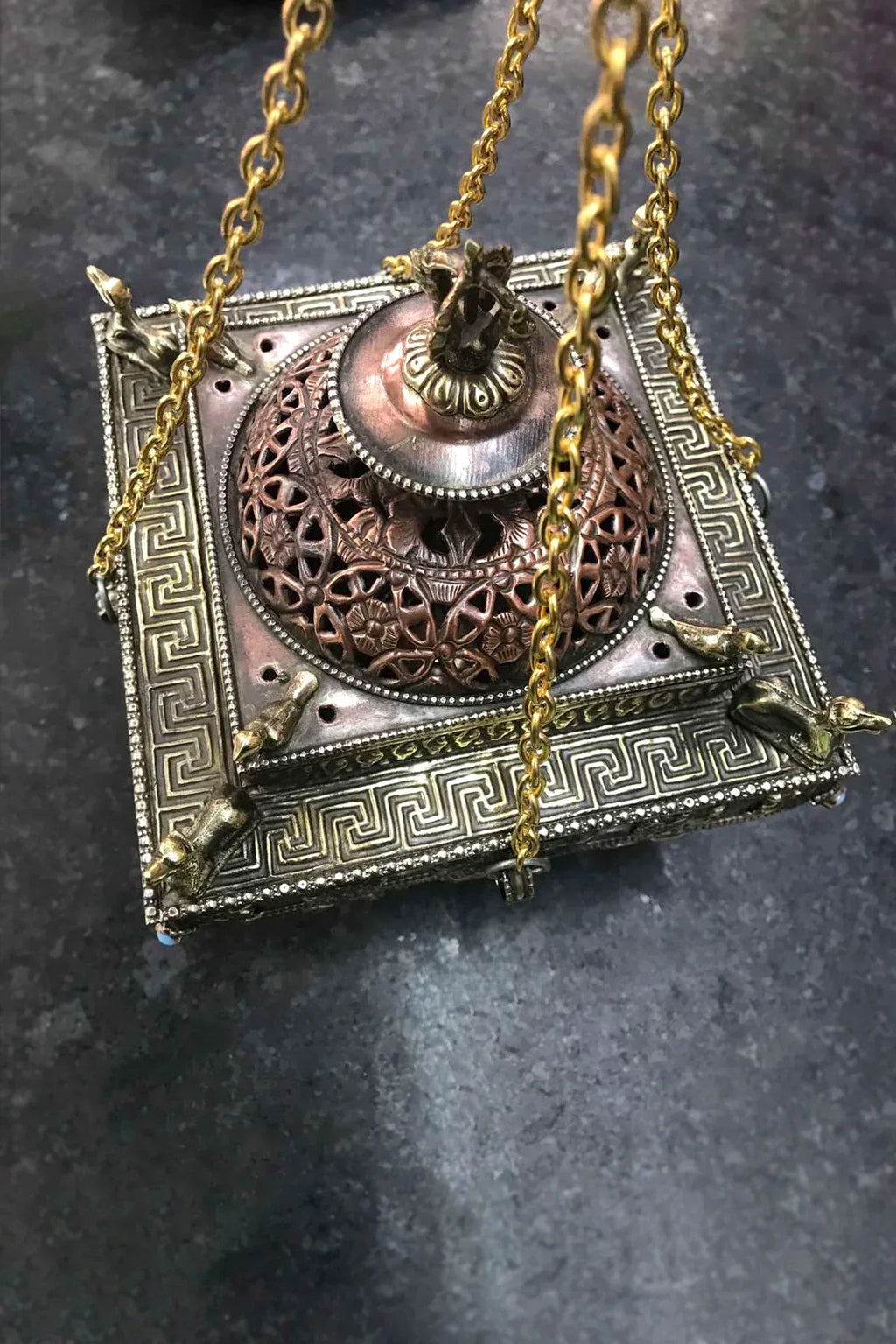 Handmade Copper Tibetan Buddha Incense burner - Vajracrafts