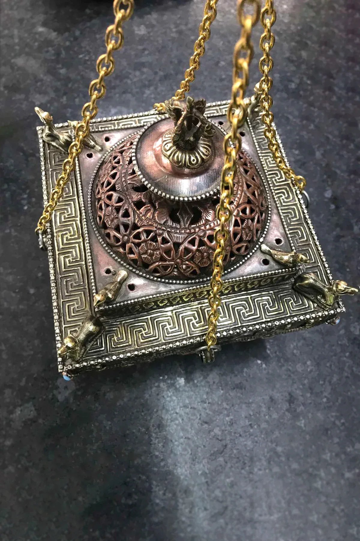 Handmade Copper Tibetan Buddha Incense burner - Vajracrafts