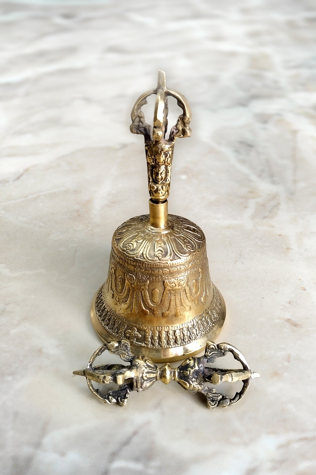 Hand Carved Meditation Bell and Dorje Set