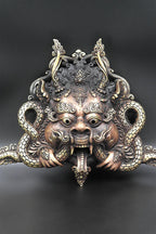 Tibetan Cheppu brass Wall Hanging Mask 11" - Vajracrafts
