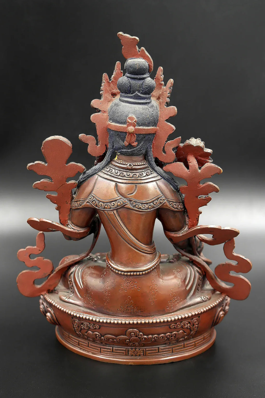 Copper Oxidized Tibetan White Tara Statue 8" - Vajracrafts